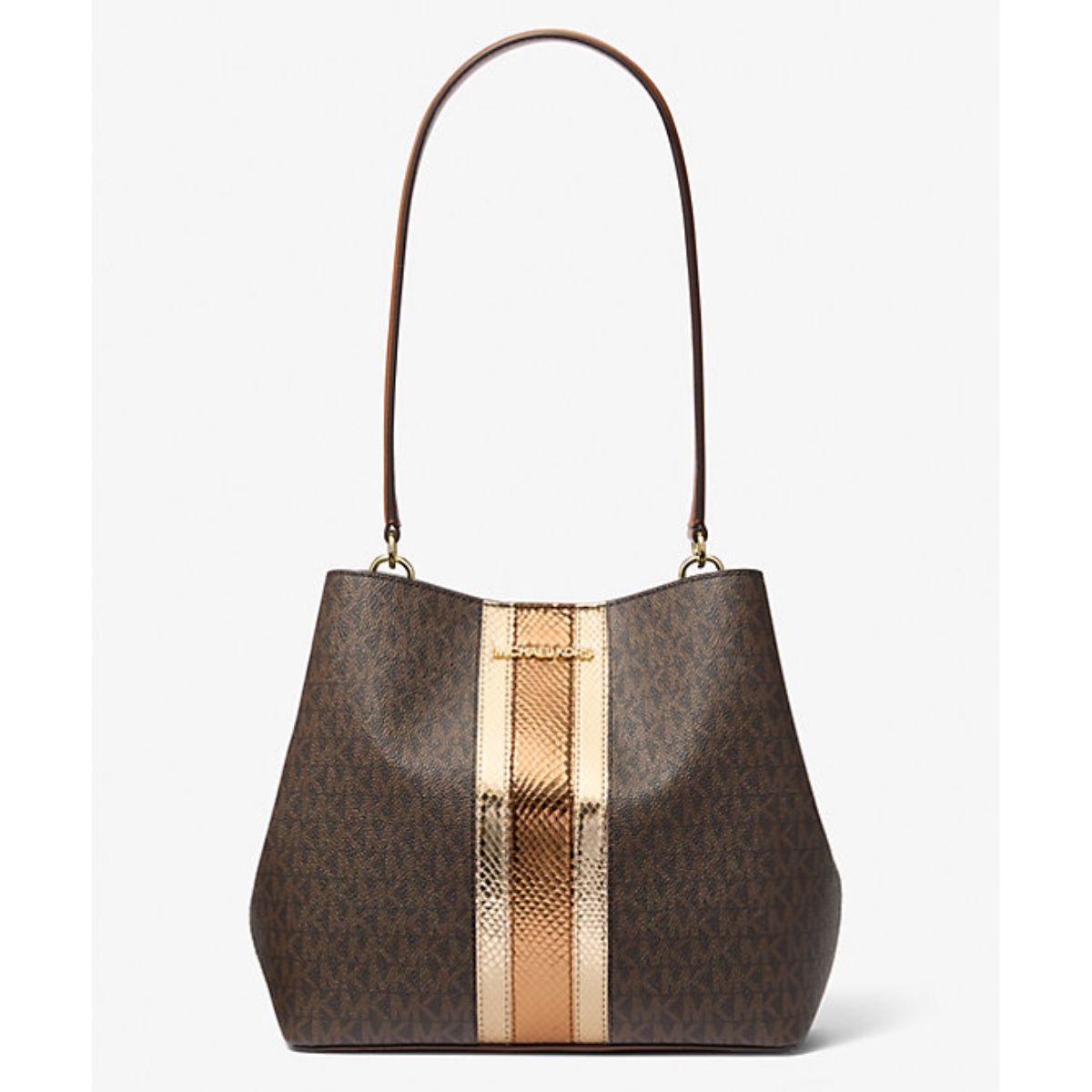 Pratt Metallic Shoulder Bag | BROWN