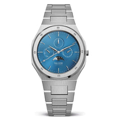 Valuchi Lunar Calendar Unisex Watch | Silver Aquamarine