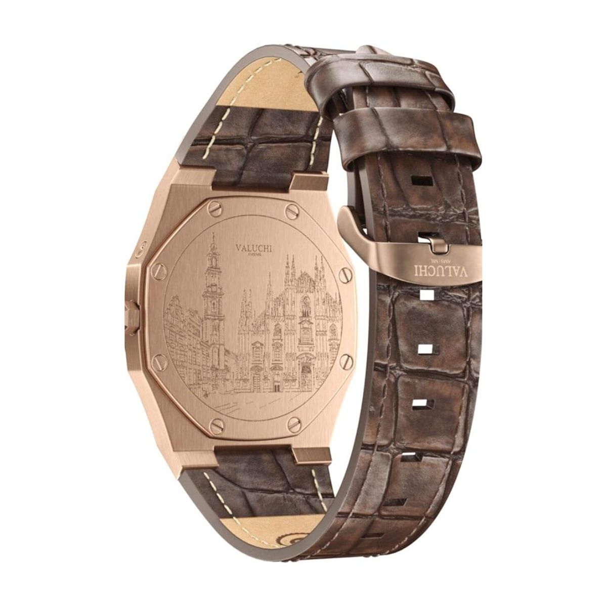 Valuchi Lunar Calendar Unisex Watch | Leather Rose Gold White