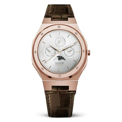 Valuchi Lunar Calendar Unisex Watch | Leather Rose Gold White