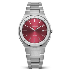 Valuchi Datemaster Unisex Watch | Silver Red